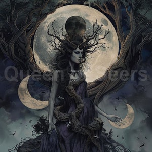 Witchy Art Tree Art Moon Art Witch Aesthetic Halloween Art Occult Art Gothic Art Fantasy Art Spiritual Art Pagan Art Wiccan Art WO 13