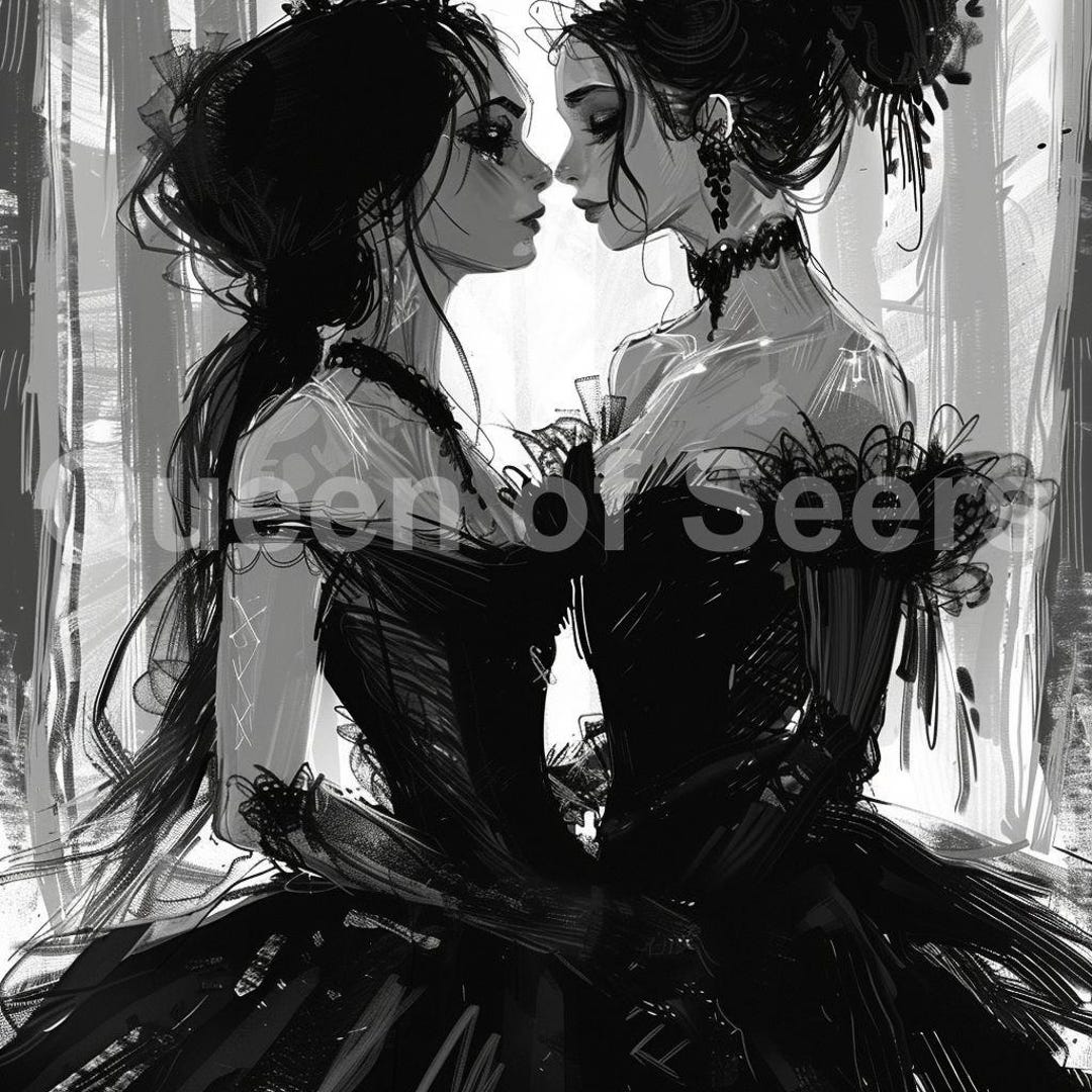 Lesbian Art LGBTQ Art Erotic Art Lesbian Couple Lesbian Gifts WLW