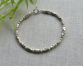 Dainty Silver Beaded Bracelet