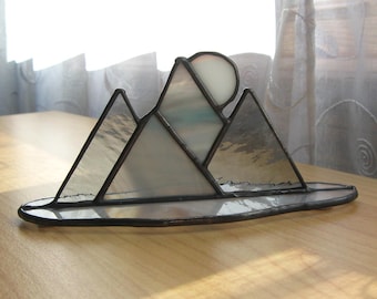 Stained Glass Mountain Scene Suncatcher