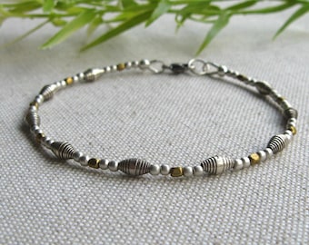 Dainty Sterling Silver and Brass Bracelet