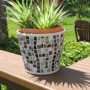 Mosaic Flower Pot-Decorative Terra Cotta Planter-Stained Glass Mosaic-Succulent Planter-Garden Mosaic Art-Pot for Plants and Flowers
