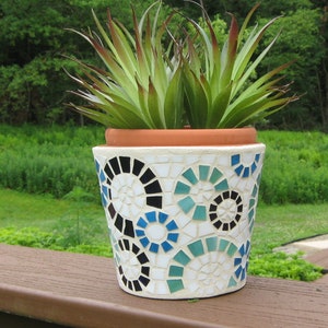Mosaic Flower Pot-Decorative Terra Cotta Planter-Stained Glass Mosaic-Succulent Planter-Garden Mosaic Art-Pot for Plants and Flowers