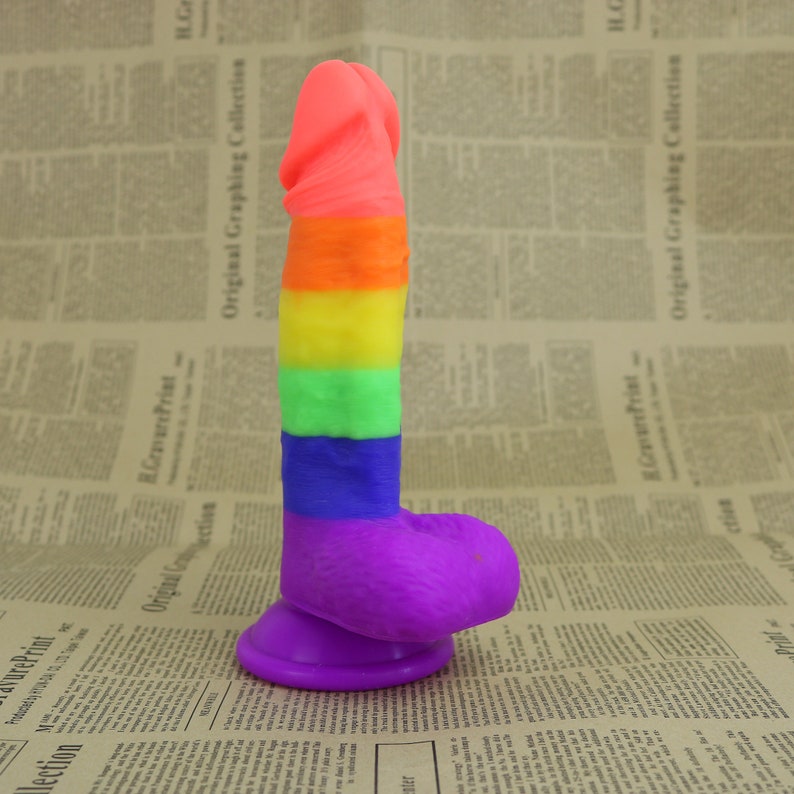 7.48in Rainbow Dildo,Realistic Dildos,Suction Cup Cock with Balls 