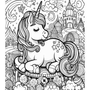 Unicorn Candy Land Coloring Pages for Adults (PDF Download)