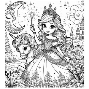 Whimsical Princess Coloring Pages for Adults: 25 Printable Designs