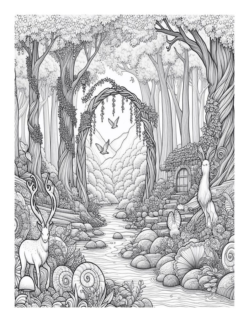 Magical Forest Coloring Pages for Adults: 25 Printable Designs (PDF ...
