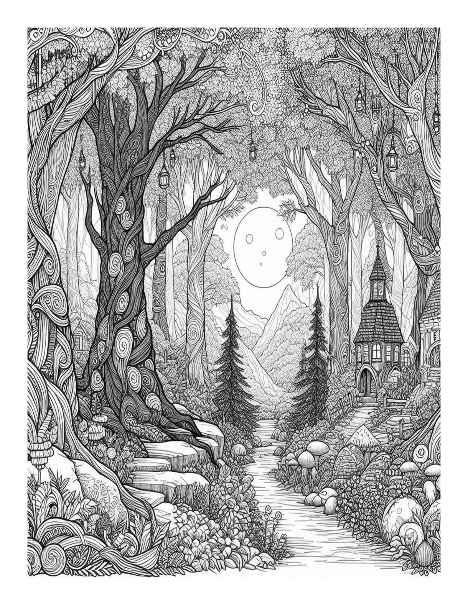 Magical Forest Coloring Pages for Adults: 25 Printable Designs (PDF ...