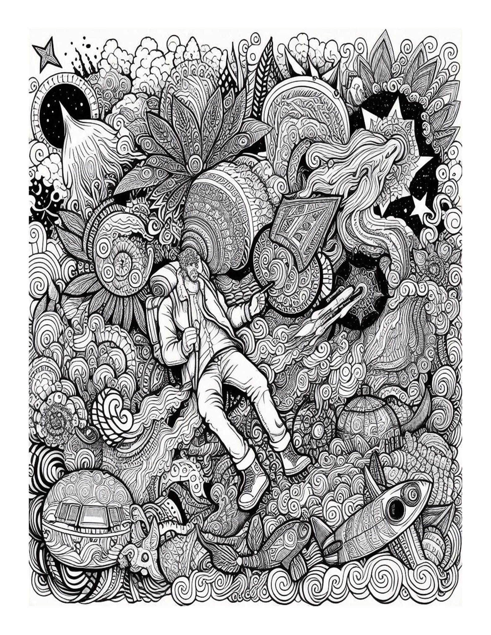 Trippy Stoner Coloring Pages for Adults: 25 Psychedelic Designs ...