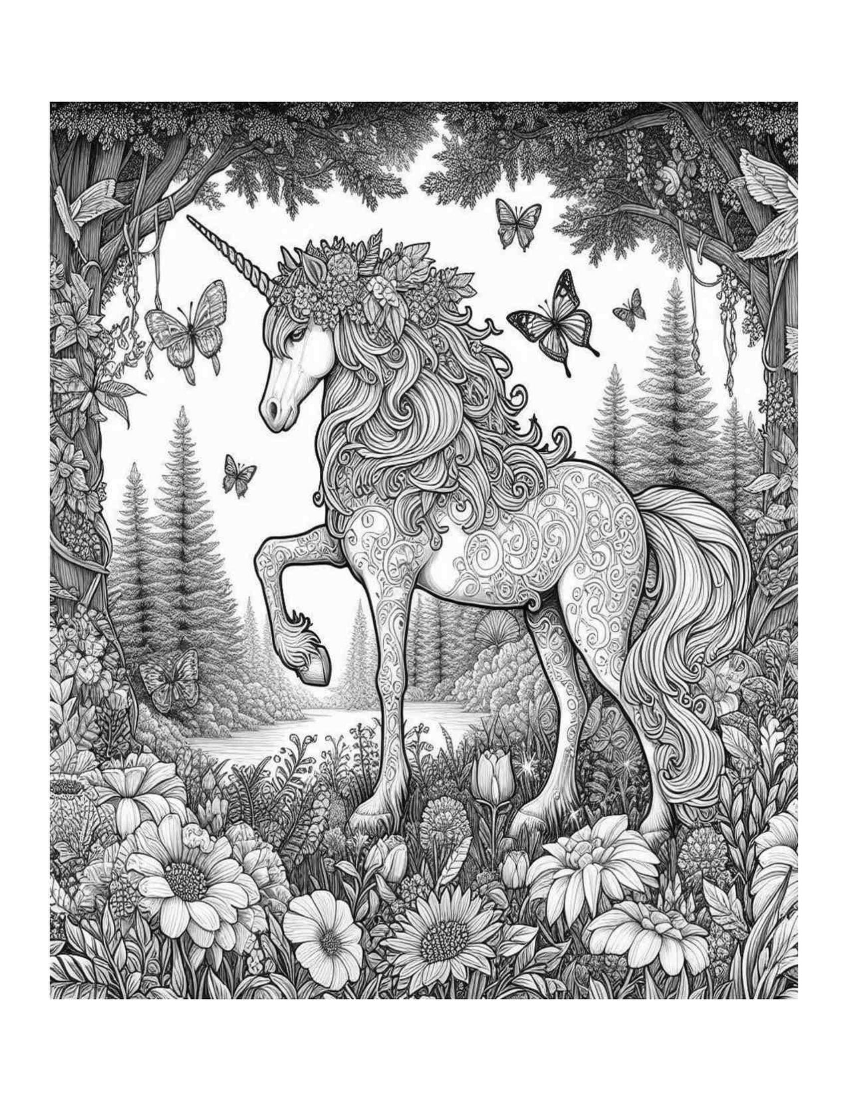 Unicorn Coloring Pages for Adults Grayscale Designs (printable PDF Etsy