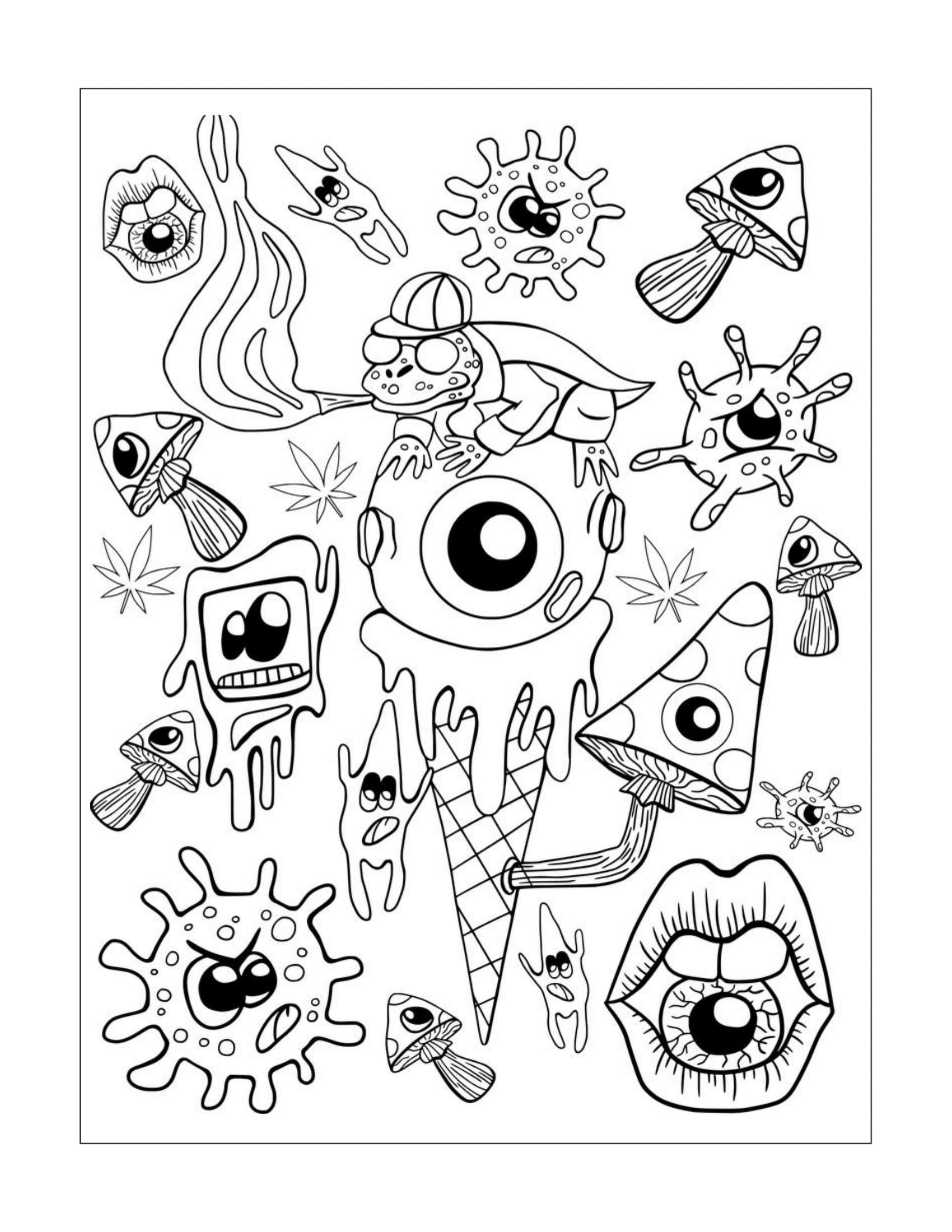 Psychedelic Stoner Coloring Pages for Adults (printable) - Etsy