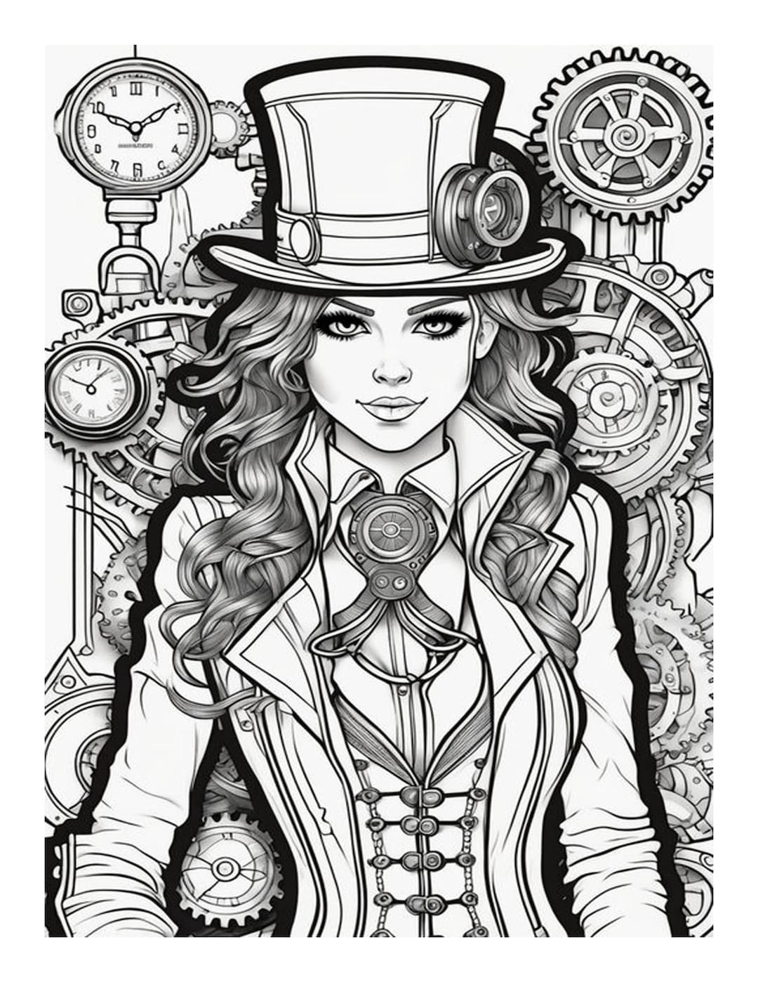 Steampunk Designs Coloring Pages for Adults (PDF) - Etsy