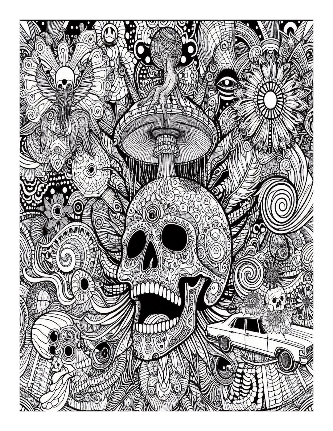 Trippy Stoner Coloring Pages for Adults: 25 Psychedelic Designs ...