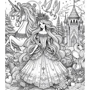 Magical Princess Coloring Pages for Adults: 25 Printable Designs