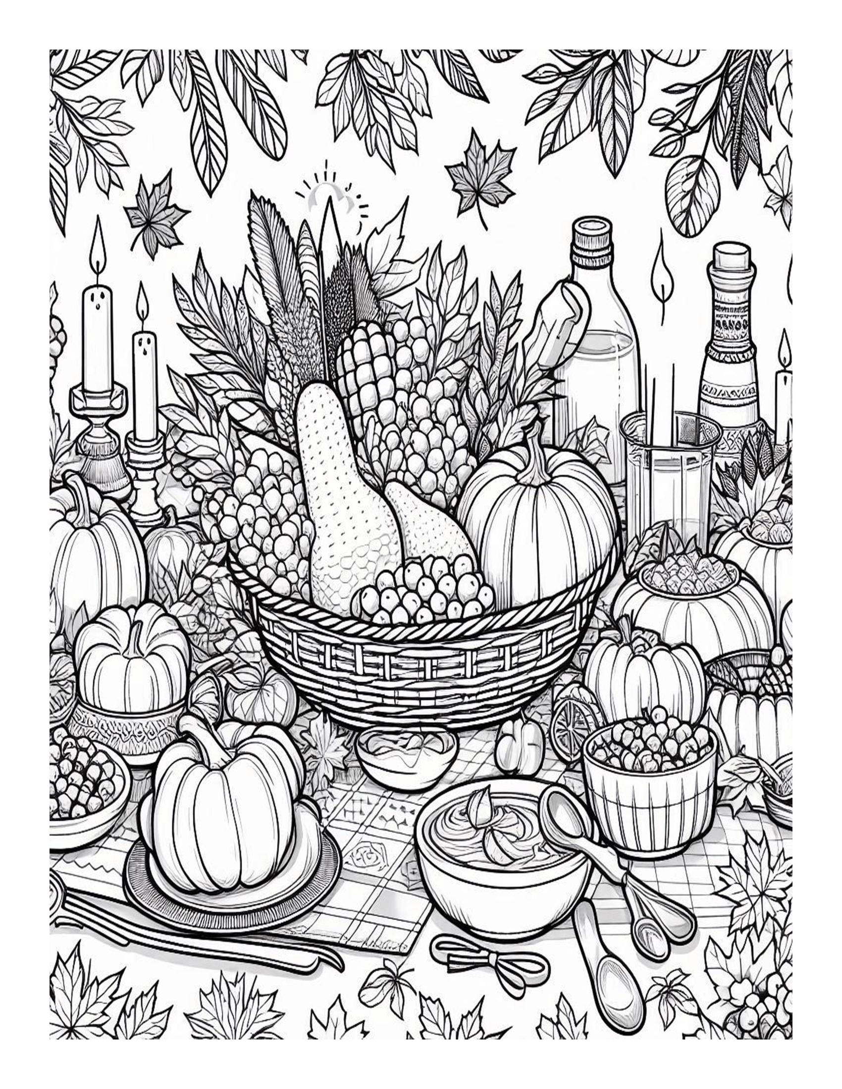 大人のための感謝祭の塗り絵：印刷可能なデザイン25点（PDF） - Etsy 日本, image size:1700x2200