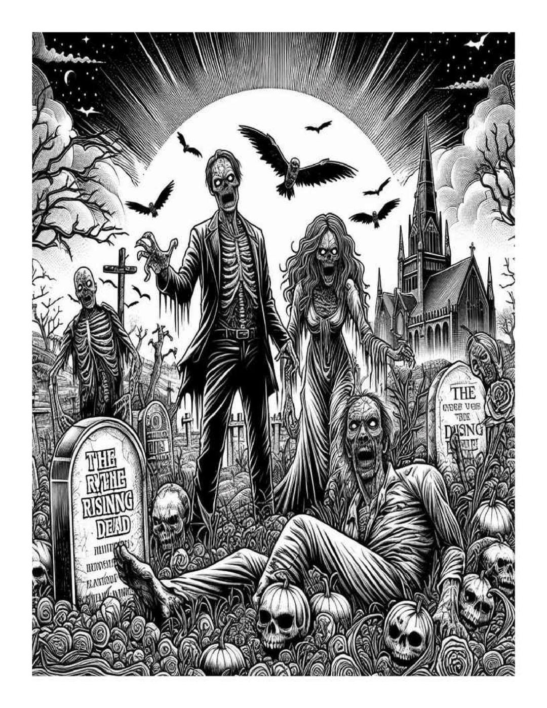 Graveyard Horror Coloring Pages, Rising Dead, 25 Printable Pages (PDF ...
