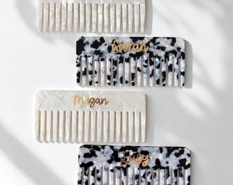 Custom Travel Hair Comb | Engraved Wide tooth Comb | Bridesmaids Gift | Unique Wedding Gift | Wedding Shower Favor | Personalized Comb