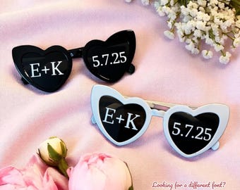 Custom Heart Shaped Sunglasses, Wedding Favor, Party Favor, Birthday Favor, Personalized Sunglasses, Bridal Gift
