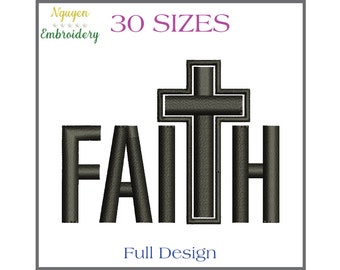Faith Cross Embroidery Design: Christian Religious Mini (30 Sizes) (Digital Download)