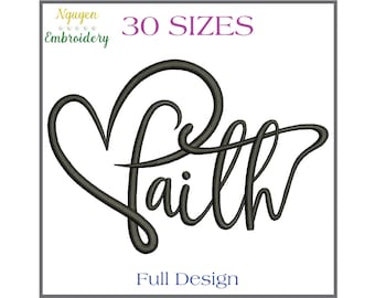 Faith Heart Embroidery Design: Christian Religious (30 Sizes) (Digital Download)