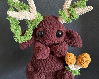 Oaken Antlered Forest Spirit Deity Mossy Creature Pattern. PDF English Digital Download Product,