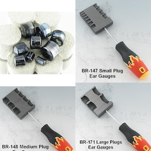 EAR GAUGES - PLUGS CGBeadrollers, Br-147 Sm Plug Ear Gauge, Br-148 Med, Br-171 Lg, Br-172 X-Large, High Quality Graphite Tools