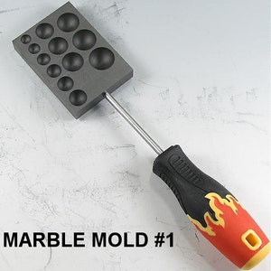 MARBLE MOLDS 5 Versions, Premier Graphite Glass Lampworking Tools, High Quality Graphite Tools BR-Marble #1