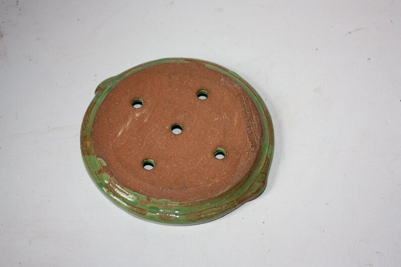 Grass Green Soap Dish with Golden Polka Dots Sponge Holder Kitchen Decor image 2