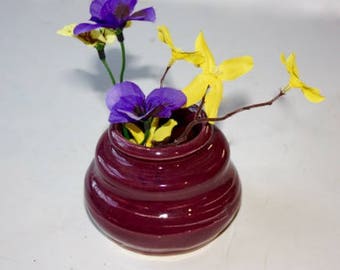 Purple stoneware bud vase good for a few blossems or miniature bouquet  OOAK