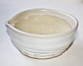 Single Pouring/ Mixing Bowl in White  Stoneware  Holds One and One Half  Cups Vermont Made Prep bowl