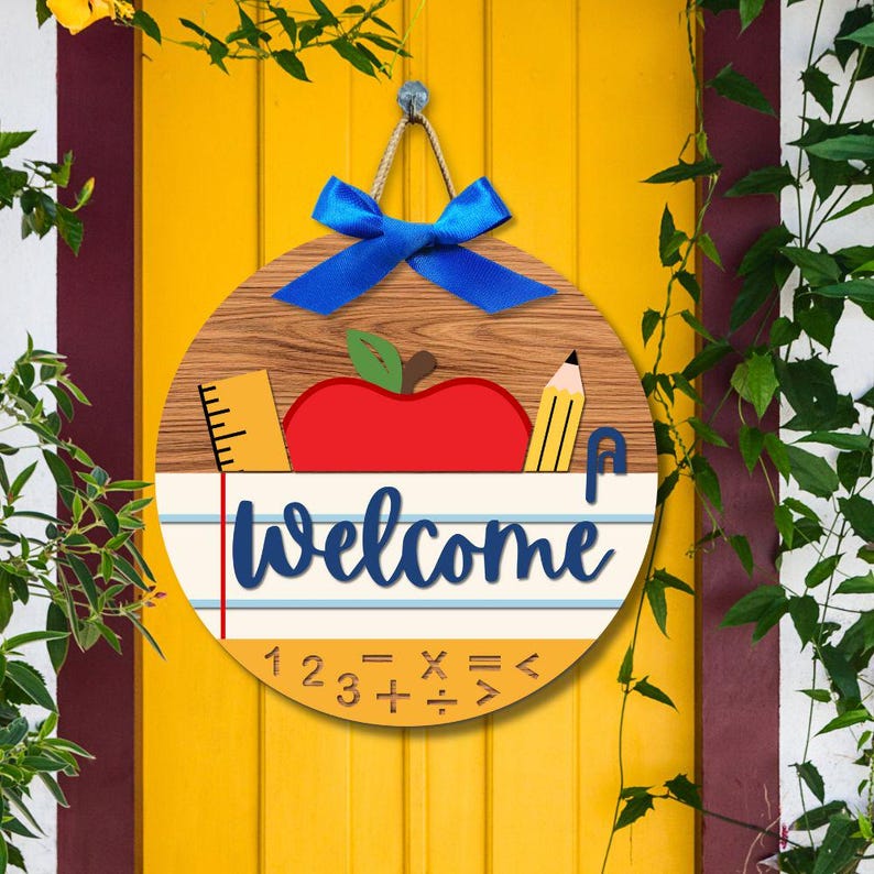 Welcom Ruler Teacher Welcome Sign SVG, Classroom Door Hanger Laser Cut File (digital ...
