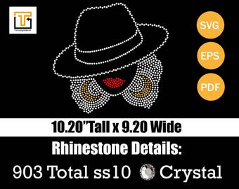 Afro Woman Rhinestone Template, SS10 Design (Digital Download)