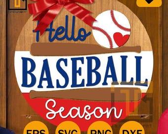 Hello Baseball Season Sign SVG – Laser Cut Files (Digital Download)