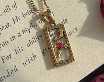 The Lovers Tarot Card Necklace – Sacred Union & Attraction Pendant