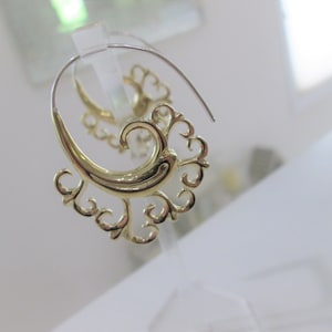 FLOWER EARRINGS !!  Sterling Silver ~ Brass ~ Finished Earrings ~ Large 46 x 33  MM ~ Beautiful Floral Filigree Design