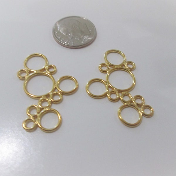 Vermeil Connectors ~ 24K Yellow Gold Over Sterling Silver ~ Gold Findings ~ 31 mm ~ Unique Jewelry Findings ~ CHAMPAGNE BUBBLES !!