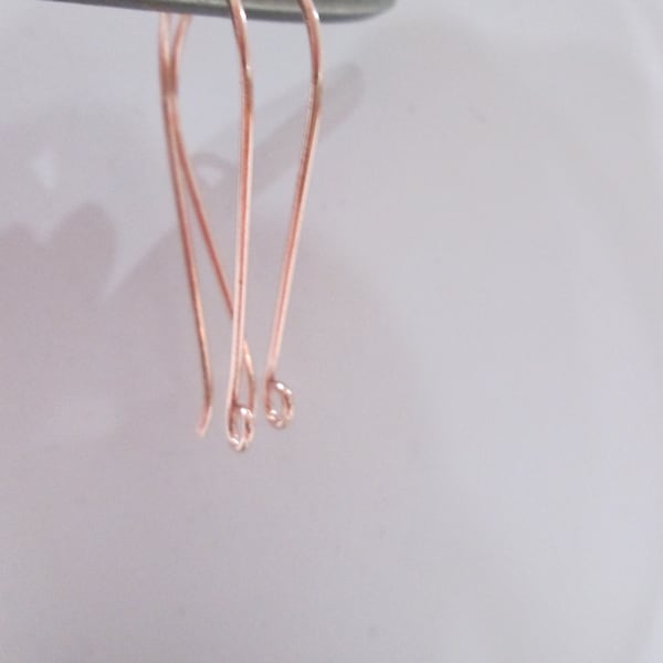 Elongated Earwires ~ 18 Karat Rose Gold Ear Wires ~ 35 mm x 17 mm ~ Rose Gold Over Sterling Silver ~ Earring Findings ~ ENTICING ELEGANCE !!