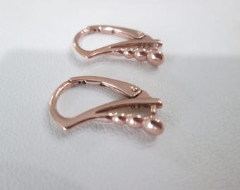 Leverback Earwires INCLUSIVE PINCH Bail ~ 18K Rose Gold Leverbacks ~ Stunning Design ~ 18 mm ~ High End Earring Findings ~ Earring Ear Wires