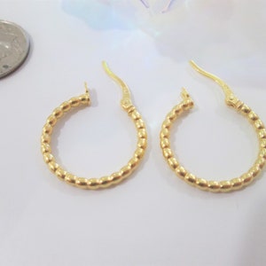 Hoop Earrings ~ 24 Karat Yellow Gold Over Sterling Silver ~ Beautiful ~ Finished Earrings ~ 20 MM ~ Vermeil ~ Gold Earrings