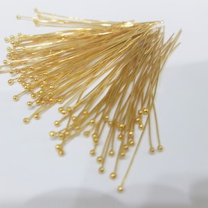 GORGEOUS HEADPINS !! Vermeil Ball Head Pins ~ Gold Over Sterling Silver Ball Head Pins ~ 26 Gauge ~ 100 Pieces ~ 2 Inch Headpins