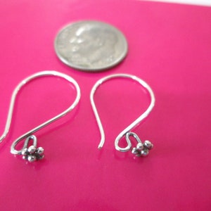 Sterling Silver Ear Wires ~ 20 x 14 mm ~ Solid Sterling Silver Earwires ~ Lightly Oxidized Front With Daisy Spacer Bead