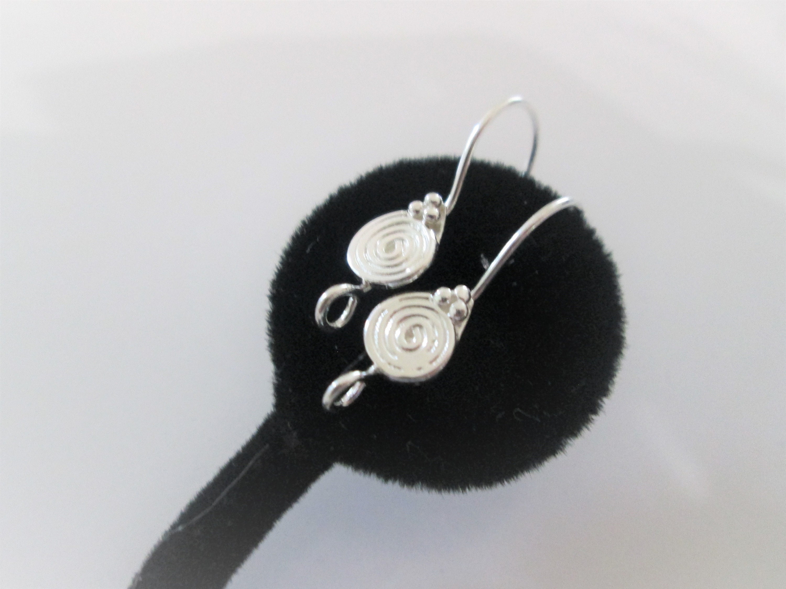 Sterling Silver French Style Ear Wires ~ Artisan Earwires ~ Sterling Silver  Spiral Motif Ear Wires ~ One  Pair ~23  mm ~ SEXY SPIRALS !!