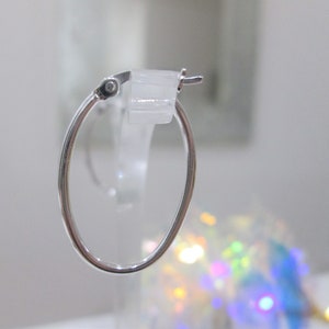 Hoop Earrings !! Sterling Silver Hoop Earrings ~ High Quality Earrings ~ 24 mm ~ Hinged Hoop Earrings ~ Oval Shape Earrings