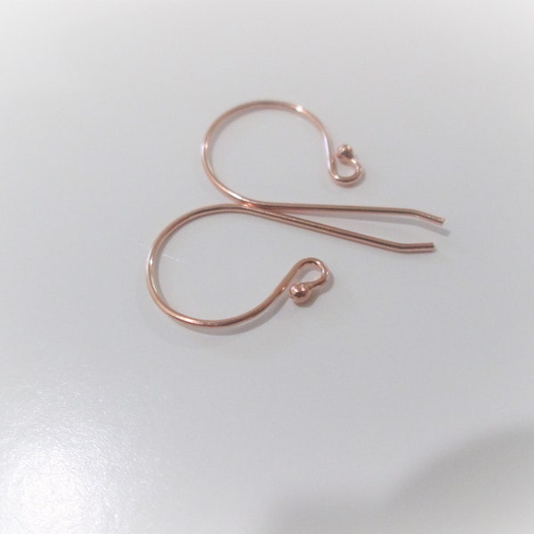 18 Karat Rose Gold Ear Wires ~ 23 x 12 mm ~ Rose Gold Over Sterling Silver  Earring Findings ~ French Style Ear Hooks ~ ELEGANT EARWIRES !!