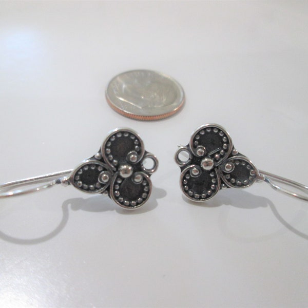 ROYAL EARWIRES !! Sterling Silver Kidney Style Earwires ~ Beautiful Oxidized Finish ~ Earring Findings ~ High End Earwires ~ 28 x 12 mm