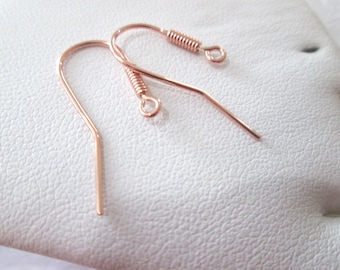 Elongated Sterling Silver Ear Wires with 18k Rose Gold Overlay & Coiled Detail ~ BEAUTIFUL DESIGN !!