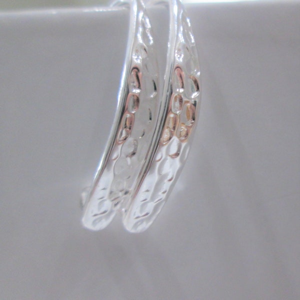 EXQUISITE EARWIRES !! Sterling Silver ~ Textured Earwires ~  Elongated ~ Hammered Ear Wires ~ One Pair ~ 24 MM