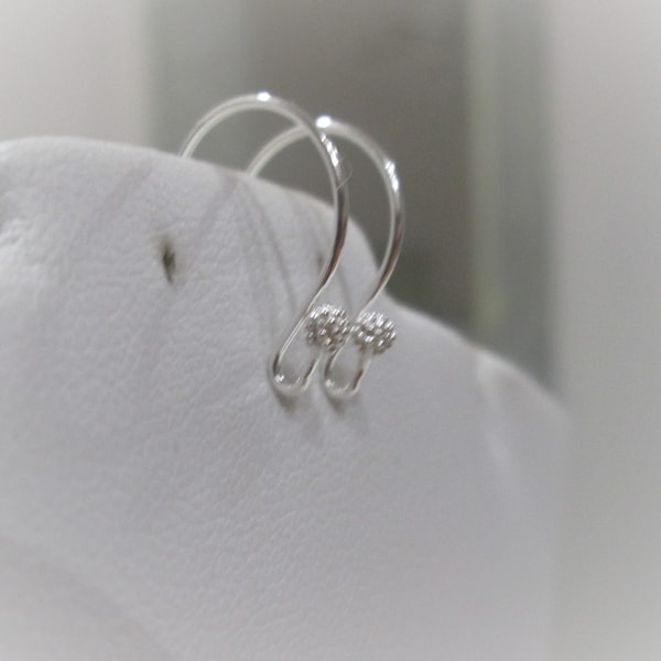 DAZZLING ! ! Sterling Silver French Style Ear Wires ~ Artisan Earwires ~  Ear Wires With Open Loop ~ One Pair ~24 MM