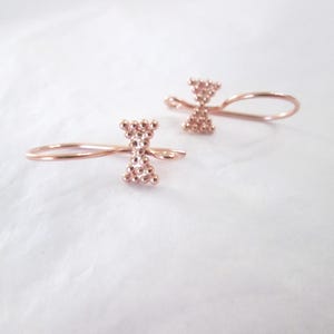 HOLIDAY EARWIRES !! 18 Karat Rose Gold Over Sterling Silver Ear Wires ~ Earrings ~ Detailed Bow Tie Design ~ 20 MM ~ One Pair