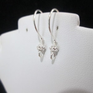 Sterling Silver Ear Wires With Barrel Bead And Coiling ~ Beaded Earwires ~ Jewelry Findings ~ Earring Findings 22 MM